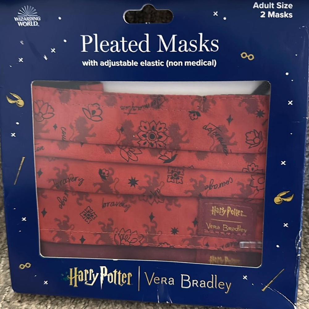 NWT Adult NIP Harry Potter Pleated Mask 2pk Hogwarts Vera Bradley